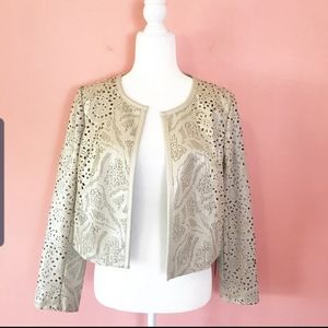 NEW Chico’s Black Label Perforated Tan Jac…